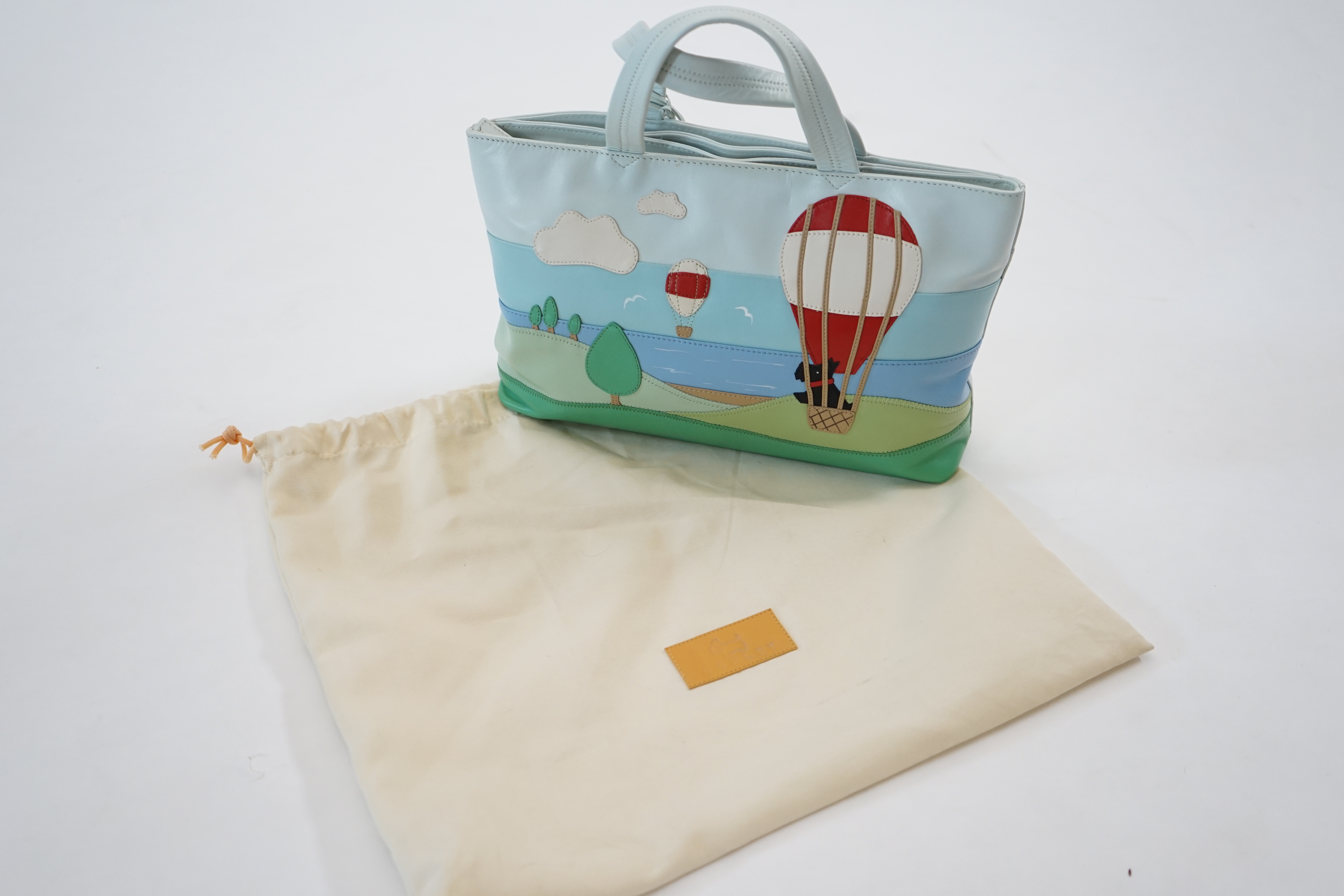 A Radley 'Up Up and Away' multicoloured leather grab handle bag 2005, width 30cm, depth 8cm, height 20cm
